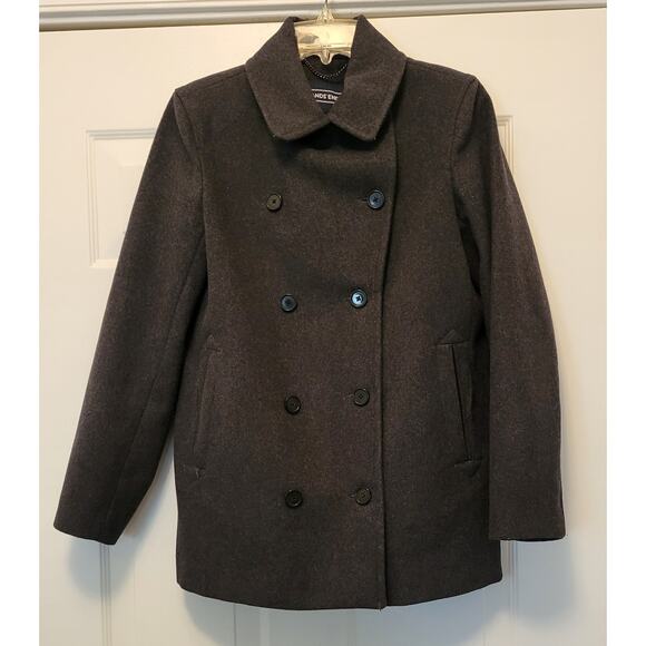 Lands End Wool Blend Women's Double Breasted Pea Coat Gray Size 4 - Picture 3 of 16